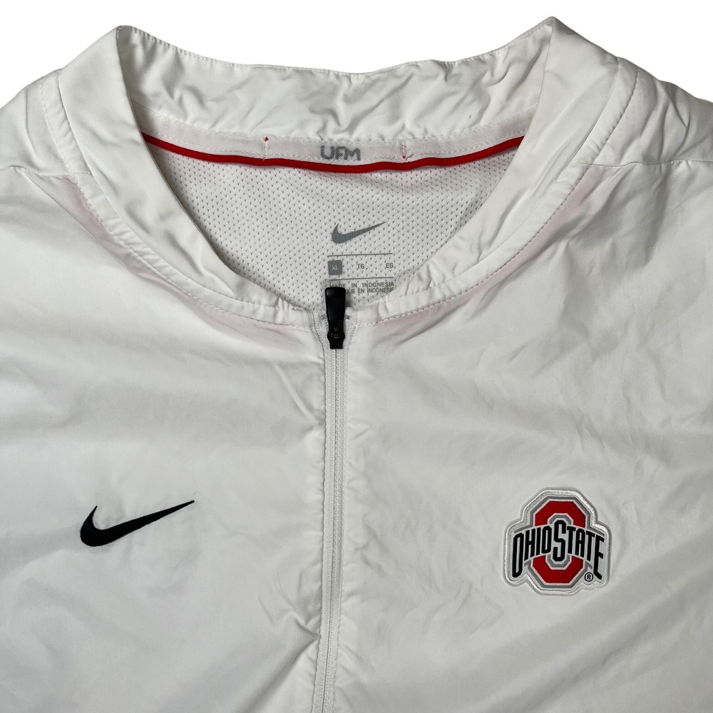 Ohio State Buckeyes Nike Windbreaker Men XL White 1/4 Zip Jacket Collegiate